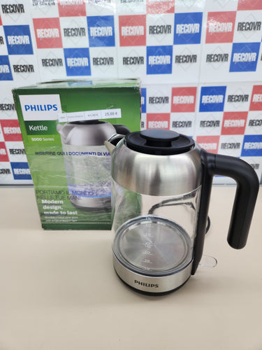 Hervidor de Agua 1.7L, Tapa con Resorte, Indicador Luminoso, Vidrio, Base con Giro (HD9339/80)Philips